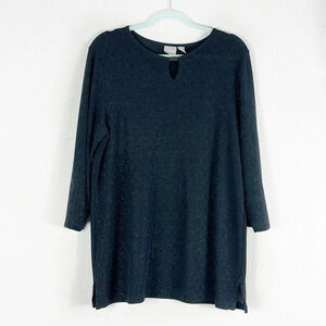 Chico's Black Long Sleeve Sparkly Tunic Shirt US Size XL / 16